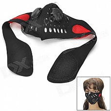 YW026R Outdoor Motorcycle Breathable Warm Half-Face Cover - Black + Red