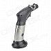 Windproof 1300'C Dual Flame Lockable Butane Jet Lighter Torch w/ Base Holder - Grey + Black