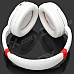 KUBITE Stylish Wireless TF Card MP3 Headset w/ FM - White + Red (16GB)