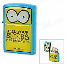 Cute Cartoon Pattern Zinc Alloy Kerosene Oil Lighter - Yellow + Blue + Black + White