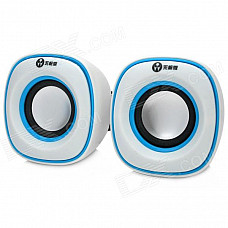 WuJiXian Mini 2-CH USB Portable Speaker - White + Blue