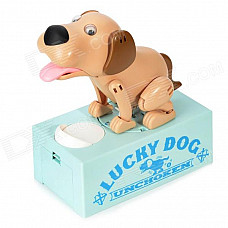 Funny Crapping Dog Style Coin Saving Bank Money Box - Beige + Brown + Pink (2 x AA)