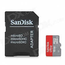 Sandisk Micro SDHC TF Card w/ Micro SDXC Card Adapter - Red + Grey (16GB / Class 10)