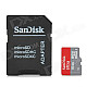 Sandisk Micro SDHC TF Card w/ Micro SDXC Card Adapter - Red + Grey (16GB / Class 10)