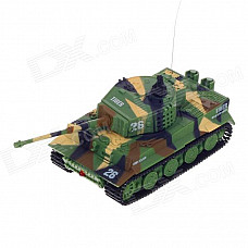 1:72 2.5-Channel Radio Control Battle Tank Model Toy - Green + Yellow + Black (35MHz)