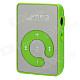 Portable Rechargeable MP3 Player w/ Clip / TF / Earphones - Green + Silver