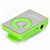 Portable Rechargeable MP3 Player w/ Clip / TF / Earphones - Green + Silver