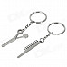 Creative Comb & Scissors Style Zinc Alloy Couple's Keychains - Silver (Pair)