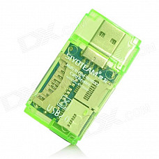 Mini USB 2.0 Multi-slot SD/Mini SD/TF/MMC/RS-MMC/M2 Card Reader (Green)