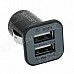 Dual-USB Car Cigarette Lighter Plug Power Adapter - Black