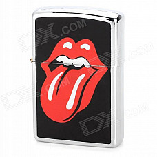 STAR Sticking Tongue Out Pattern Kerosene Oil Lighter - Red + Black + Silver