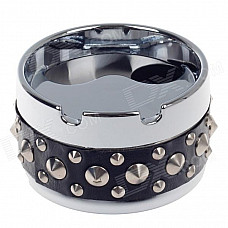 Cool Plastic Rivet Rotary Top Ashtray - Silver + Black