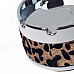 Plastic Leopard Pattern Rotary Top Ashtray - Silver + Black + Gold