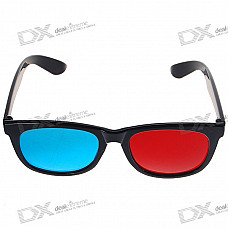 Re-useable Plastic Frame Resin Lens Anaglyphic Red + Blue 3D Glasses