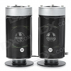 Fashion 2W + 2W USB Powered Speakers - Silver Grey + Black (2 PCS)