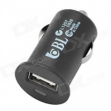 Universal Mini Portable Female USB Output Car Charger for cellphone - Black