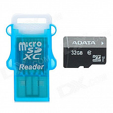 ADATA 32GB Class 10 Micro SDHC Card w/ Card Reader - Black + Grey