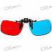 Re-useable Clip-On Resin Lens Anaglyphic Red + Blue 3D Glasses