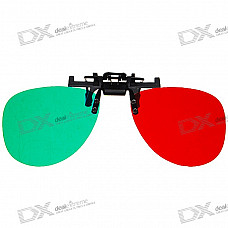 Re-useable Clip-On Resin Lens Anaglyphic Red + Green 3D Glasses