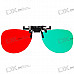 Re-useable Clip-On Resin Lens Anaglyphic Red + Green 3D Glasses