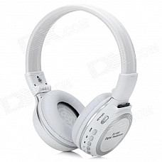 ZL-800 Wireless Sports Hi-Fi MP3 Headphones w/ Microphone / FM Radio - White + Silver