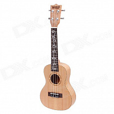 William 23" Maple 4-String Ukulele w/ Engraving Flower On Fingerboard - Light Brown