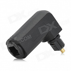 Shanghezhong Toslink Digital Optical Jack to Mini Plug 90 Degree Right Angle Audio Adapter - Black