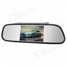 2-in-1 5" Digital Color TFT Car Rearview Mirror & Security Monitor for Camera DVD VCR - Black