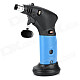 Windproof 1300'C Dual Flame Lockable Butane Jet Lighter Torch w/ Base Holder - Blue + Black