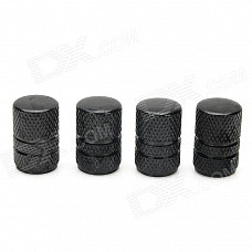 MZ Universal Cylinder Aluminium Alloy Car Tire Valve Caps - Black (4 PCS)