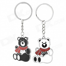 Cute Bear Lovers Style Zinc Alloy Keychain - Black + White + Red (2 PCS)