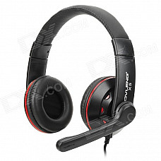 OVLENG X5 Headphones Headset w/ Microphone for Computer - Black + Red (3.5mm Plug / 1.85m)