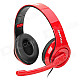 OVLENG Q8 USB 2.0 Wired Headphones Headset w/ Microphone - Red + Black (1.9m)