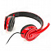 OVLENG Q8 USB 2.0 Wired Headphones Headset w/ Microphone - Red + Black (1.9m)