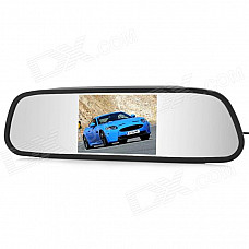 ZnDiy-BRY Universal 5.0" TFT Car Rearview Mirror w/ 2-Channel AV-Out - Black