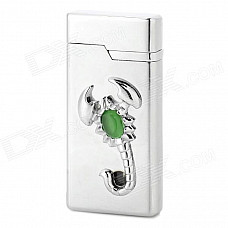 Scorpion Style Aluminium Alloy Butane Lighter w/ LED Light - Silver