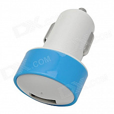 USB Car Cigarette Lighter Power Adapter for Iphone / Samsung / HTC / Nokia - White + Blue