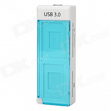 High Speed USB 3.0 MS / SD / M2 / Micro SD Card Reader - White + Translucent Blue