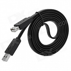 USB 2.0 Male to Female Extension Flat Cable - Black (150cm)