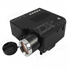 RuiQ UC-30 24W Portable Mini LCD Projector w/ SD / AV / VGA / HDMI - Black (US Plug / 100~240V)