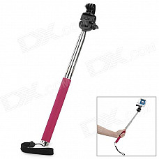 Aluminum Alloy Monopod w/ Tripod Mount Adapter for Gopro Hero 4/ 2 / 3 / 3+ - Deep Pink + Silver