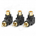 Gold Plated RCA Male to RCA Female Right Angle Extension Adapter - Black + Golden (3 PCS)