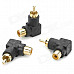 Gold Plated RCA Male to RCA Female Right Angle Extension Adapter - Black + Golden (3 PCS)