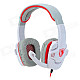 SADES SA708 Gaming Headphones w/ Microphone - White + Grey + Red (3.5mm Plug / 220cm-Cable)