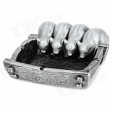 Four Pig Style Synthetic Resin Ashtray - Silver