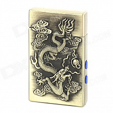 Dragon Style Windproof Butane Lighter w/ Dual LED Light / Currency Detector - Bronze (1 x AG3)