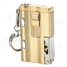 Multifunction Aluminum Alloy Windproof Butane Gas Lighter / 2-LED / Bottle Opener - Silver + Golden