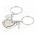 Sweet Love Heart Shaped Zinc Alloy Couple Keychain - Silver (Pair)