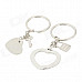 Sweet Love Heart Shaped Zinc Alloy Couple Keychain - Silver (Pair)