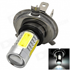 H4 16W 900lm 6500K White Light Car Headlamp w/ 2-Cree XP-E + 4-COB LED - Silver + Yellow (10~30V)